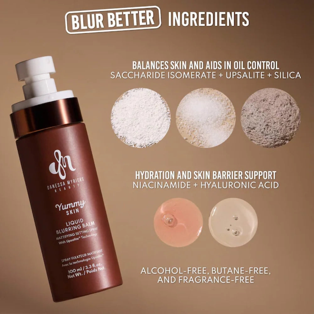 Danessa Myricks Yummy Skin Blurring Balm Setting Spray 100ml – Weightless, hydrating formula for matte, blurred skin finish