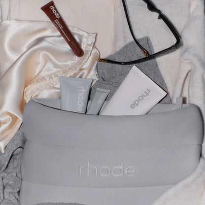 Rhode Bubble Bag – Grey Quilted Vegan Leather Cosmetic Organizer