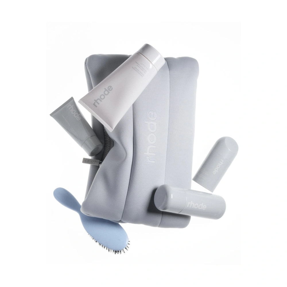 Rhode Bubble Bag – Grey Quilted Vegan Leather Cosmetic Organizer